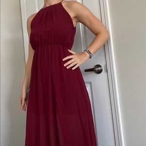 Strappy Red Wine Maxi Dress